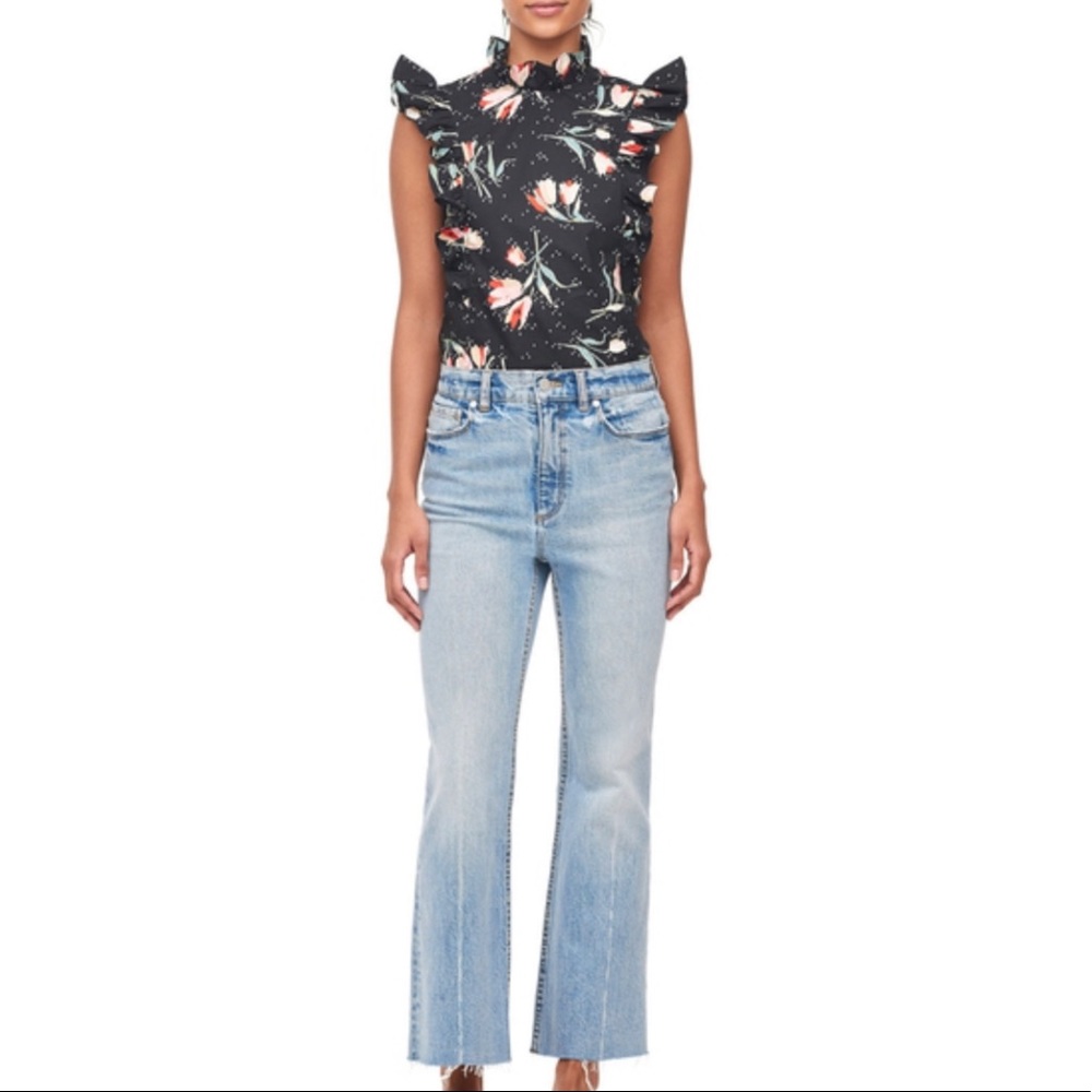 💐☀️Rebecca Taylor Sleeveless  Tulip Poplin Ruffle Top